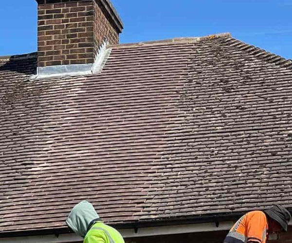 This is a photo of a roof which has just been repaired. Works carried out by WCT Roofing Long Buckby